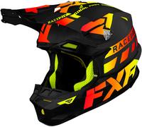 FXR Blade Race Div Motocross Helmet, black-red-yellow, size XL for Men