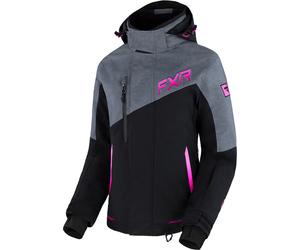 FXR Edge 2-in-1 Ladies Snowmobile Jacket, black-grey-pink, size 40 for Women