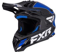 FXR Helium Logo Carbon Motocross Helmet, black-white-blue, size L for Men