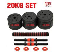 FXR Sports 20Kg Adjustable Dumbbell Barbell Set