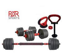FXR Sports 20Kg Adjustable Dumbbell Barbell Set With Kettlebell Handle