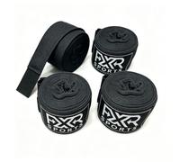 FXR Sports Boxing Hand Wraps 4.5m Pair Cotton/Polyester Gloves Wrap - 2 Pair Black
