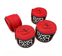 FXR Sports Boxing Hand Wraps 4.5m Pair Cotton/Polyester Gloves Wrap - 2 Pair Red