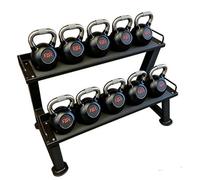 Fxr Sports Knurled Steel Handle Kettlebell Set With Black Rack