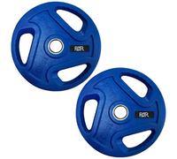 FXR Sports Olympic 2" Tri-Grip Rubber Encased Cast Iron Weight Plates - 2 X 15Kg