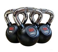 Fxr Sports Rubber Coated Kettlebell With Knurled Steel Handle Set (16, 20, 24Kg)