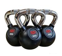 Fxr Sports Rubber Coated Kettlebell With Knurled Steel Handle Set (4, 6, 8Kg)