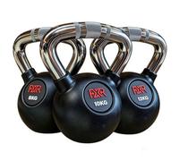 Fxr Sports Rubber Coated Kettlebell With Knurled Steel Handle Set (8, 10, 12Kg)