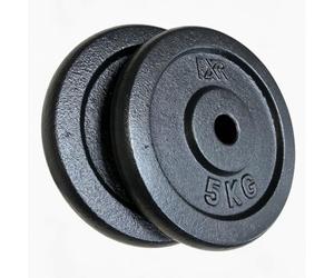 FXR SPORTS Solid 1" Standard Cast Iron Weight Plates (1.25kg, 2.5kg, 5kg, 7.5kg, 10kg) (2 x 5kg)