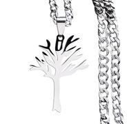 FXRWFSE Leafless Tree Necklace,Stainless Steel Leafless Tree Pendant Necklace,Family Tree Pendant Necklace,With Gift Box (Silver-A-50cm,One-size)