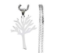 FXRWFSE Leafless Tree Necklace,Stainless Steel Leafless Tree Pendant Necklace,Family Tree Pendant Necklace,With Gift Box (Silver-60cm,One-size)