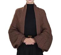 FXRWFSE Women's Soft Shawls Wraps with Sleeves, Knitted Cable Wrap Sweater Scarf, Cozy Knitted Wrap Shawl (Brown,One Size)