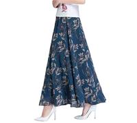 FXSMCXJ Long Skirt Fragmented Vintage Chiffon Skirt Women Spring High Waist Mid Length Large Hem A-line Pleated Skirt-bamboo Leaves-m