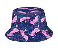 Fxuyyok Axolotl Bucket Hat for Men Women Cute Axolotls Fisherman Hat Sun Protection Beach Hat for Summer Outdoor