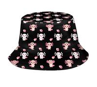 Fxuyyok Axolotl Bucket Hat for Men Women Cute Axolotls Fisherman Hat Sun Protection Beach Hat for Summer Outdoor