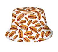 Fxuyyok Hot Dog Bucket Hat Funny Summer Foldable Fisherman Cap for Fishing Beach Outdoor