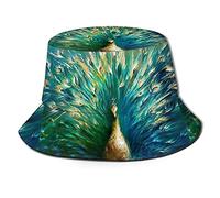 Fxuyyok Peacock Bucket Hat Peacock Feather UV Sun Protction Hat Travel Beach Sun Cap for Men and Women Fisherman Hat