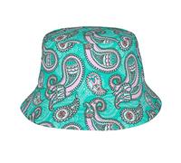 Fxuyyok Turquoise Paisley Bucket Hat for Women Men, Summer Art Fisherman Cap Fishing Sun Hats for Outdoor,Unisex