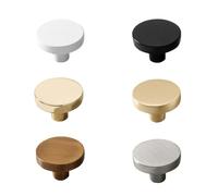 FXUZLCKD 6PCS Round Dresser Knob Drawer Pull Handles White Gold Copper Cabinet Door Knob Handle Antique Rustic Kitchen Hardware Pull Knob(Satin Big)