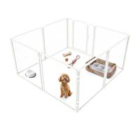 FXW Acrylic & Metal Unleashed Indoor Dog Playpen - Stress-Free and Safe Play, Heavy Duty 24 Inch 4 Acrylic Panels + 4 Wire Panels Dog Pen for Puppy and Small Dogs, White│Patented