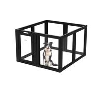 FXW AuraSpace Acrylic Indoor Dog Playpen for Small and Medium Dogs, 30 Inch, 8 Panels, Black