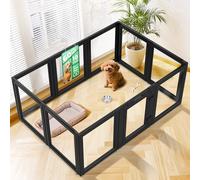 FXW AuraSpace Clear Acrylic Indoor Dog Playpen, 60cm(H), 10 Panels, Black
