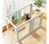 FXW AuraSpace Clear Acrylic Indoor Dog Playpen, 77cm(H), 6 Panels, White