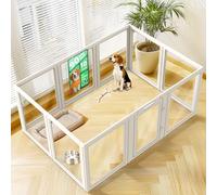 FXW AuraSpace Clear Acrylic Indoor Dog Playpen, 90cm(H), 10 Panels, White