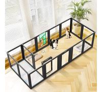 FXW AuraSpace Clear Acrylic Indoor Dog Playpen, 90cm(H), 16 Panels, Black