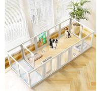 FXW AuraSpace Clear Acrylic Indoor Dog Playpen, 90cm(H), 16 Panels, White