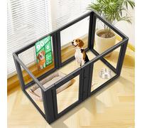 FXW AuraSpace Clear Acrylic Indoor Dog Playpen, 90cm(H), 6 Panels, Black