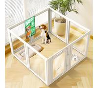 FXW AuraSpace Clear Acrylic Indoor Dog Playpen, 90cm(H), 8 Panels, White