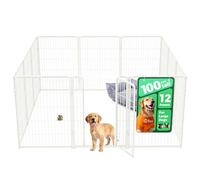 fxw Homeplus Unleashed Indoor Dog Playpen - Stress-Free and Safe Play, Heavy Duty 100cm Height 12 Panels Dog Pen for Medium and Large Dogs, White│Patent Pending