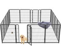 fxw Homeplus Unleashed Indoor Dog Playpen - Stress-Free and Safe Play, Heavy Duty 100cm Height 16 Panels Dog Pen for Medium and Large Dogs, Black│Patent Pending