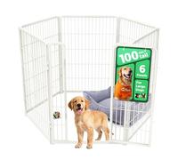 fxw Homeplus Unleashed Indoor Dog Playpen - Stress-Free and Safe Play, Heavy Duty 100cm Height 6 Panels Dog Pen for Medium and Large Dogs, White│Patent Pending