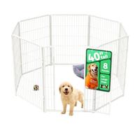 fxw Homeplus Unleashed Indoor Dog Playpen - Stress-Free and Safe Play, Heavy Duty 100cm Height 8 Panels Dog Pen for Medium and Large Dogs, White│Patent Pending