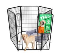 fxw Homeplus Unleashed Indoor Dog Playpen - Stress-Free and Safe Play, Heavy Duty 114cm Height 6 Panels Dog Pen for Large Dogs, Black│Patent Pending
