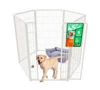 fxw Homeplus Unleashed Indoor Dog Playpen - Stress-Free and Safe Play, Heavy Duty 114cm Height 6 Panels Dog Pen for Large Dogs, White│Patent Pending