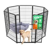 fxw Homeplus Unleashed Indoor Dog Playpen - Stress-Free and Safe Play, Heavy Duty 114cm Height 8 Panels Dog Pen for Large Dogs, Black│Patent Pending