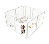 FXW Homeplus Unleashed Indoor Dog Playpen - Stress-Free and Safe Play, Heavy Duty 32 Inch 4 Acrylic Panels + 4 Wire Panels Dog Pen for Small and Medium Dogs, White│Patented
