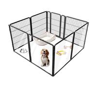 FXW Homeplus Unleashed Indoor Dog Playpen - Stress-Free and Safe Play, Heavy Duty 32 Inch 4 Acrylic Panels + 4 Wire Panels Dog Pen for Small and Medium Dogs, Black│Patented