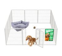 fxw Homeplus Unleashed Indoor Dog Playpen - Stress-Free and Safe Play, Heavy Duty 80cm Height 12 Panels Dog Pen for Small and Medium Dogs, White│Patent Pending