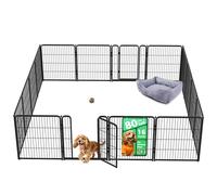 fxw Homeplus Unleashed Indoor Dog Playpen - Stress-Free and Safe Play, Heavy Duty 80cm Height 16 Panels Dog Pen for Small and Medium Dogs, Black│Patent Pending