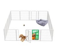 fxw Homeplus Unleashed Indoor Dog Playpen - Stress-Free and Safe Play, Heavy Duty 80cm Height 16 Panels Dog Pen for Small and Medium Dogs, White│Patent Pending