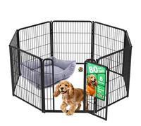 fxw Homeplus Unleashed Indoor Dog Playpen - Stress-Free and Safe Play, Heavy Duty 80cm Height 8 Panels Dog Pen for Small and Medium Dogs, Black│Patent Pending