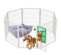 fxw Homeplus Unleashed Indoor Dog Playpen - Stress-Free and Safe Play, Heavy Duty 80cm Height 8 Panels Dog Pen for Small and Medium Dogs, White│Patent Pending