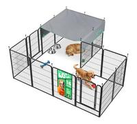 FXW Rollick Unleashed Dog Playpen for Indoor, Yard, RV Camping, 40 inch 16 Panels Dog Pen with Sun Shade for Medium and Large Dogs, Black│Patented