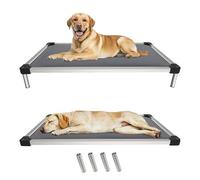 fxw TitanNest Chew-Proof Elevated Dog Bed, Raised Cot for Indoor/Outdoor/Camping Use, Durable & Washable Padded Pet Bed for Extra-Large Dogs, 142.5cm L × 78.0cm W × 18.5cm H, Gray