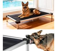 FXW TitanNest Chew-Proof Elevated Dog Bed, Raised Cot for Indoor/Outdoor/Camping Use, Durable & Waterproof Cooling Pet Bed for Large Dogs, 50.0" L x 31.0" W x 7.3" H, Black