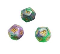 fxwtich 12-sided Astrology Dice Reusable Set 3pcs Twelve Constellation Sign Zodiac Glitter Acrylic Lucky Toy Tarot Cards Game Divination Green+Purple
